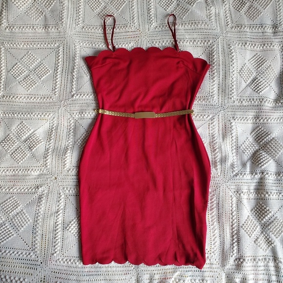 SHEIN Dresses & Skirts - Shein Red Dress sz Small with Gold belt